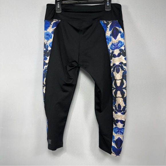 Floral Side Panel LuLaRoe Black Blue Cream Leggings Size M Medium - Picture 3 of 8